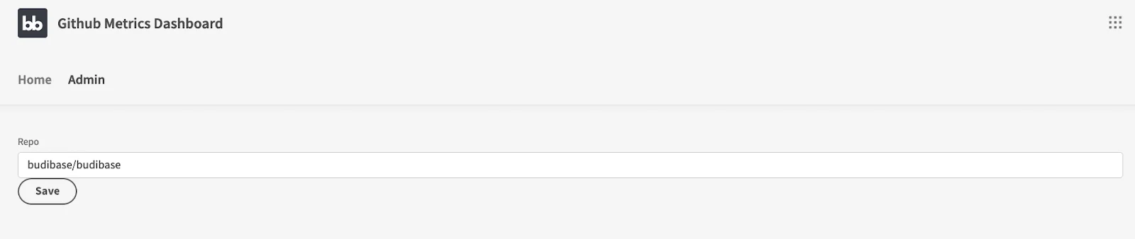 GitHub Metrics Dashboard Admin Page GitHub Metrics Dashboard Admin Page