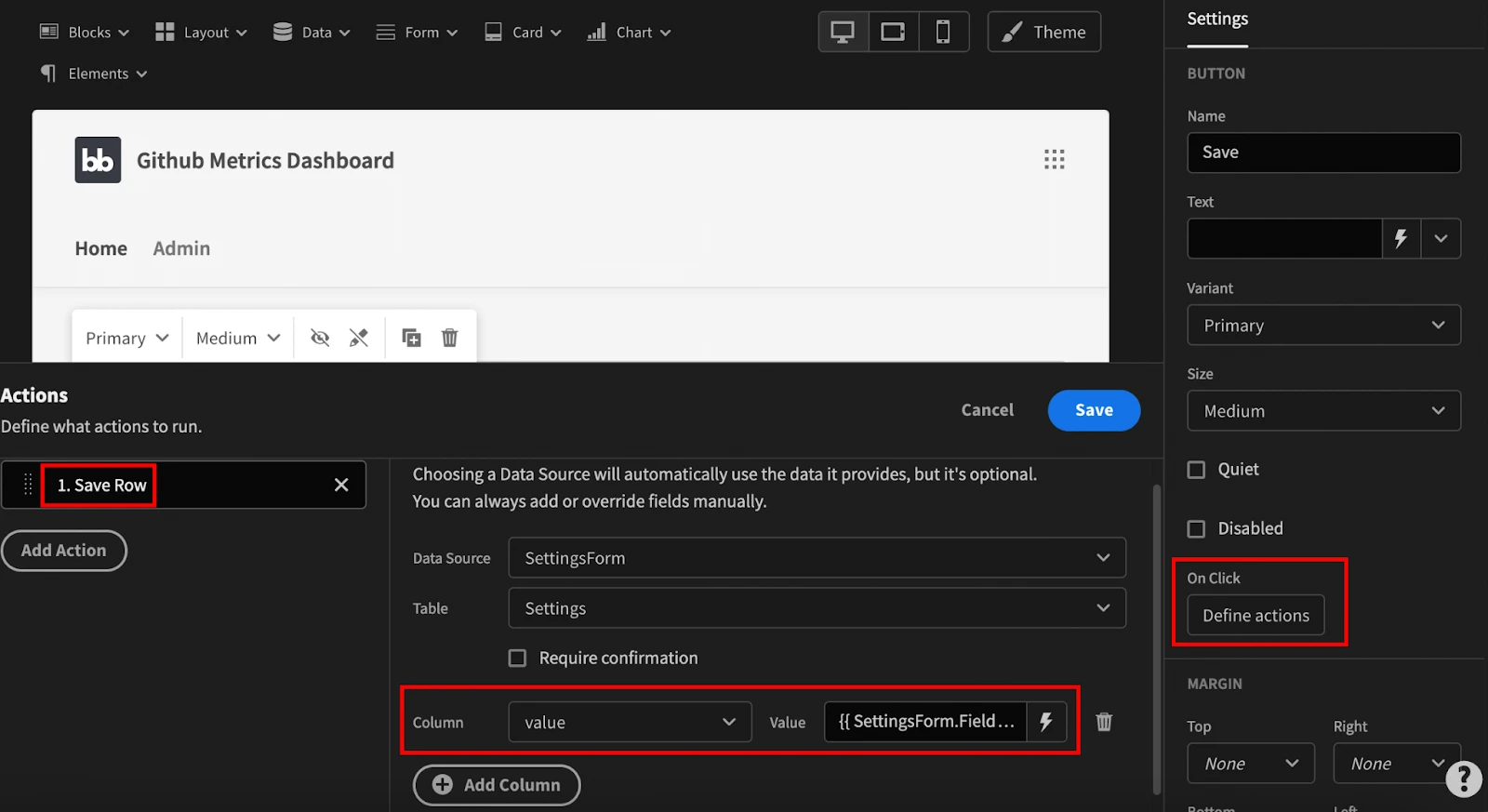 Set button Action Set Button Action