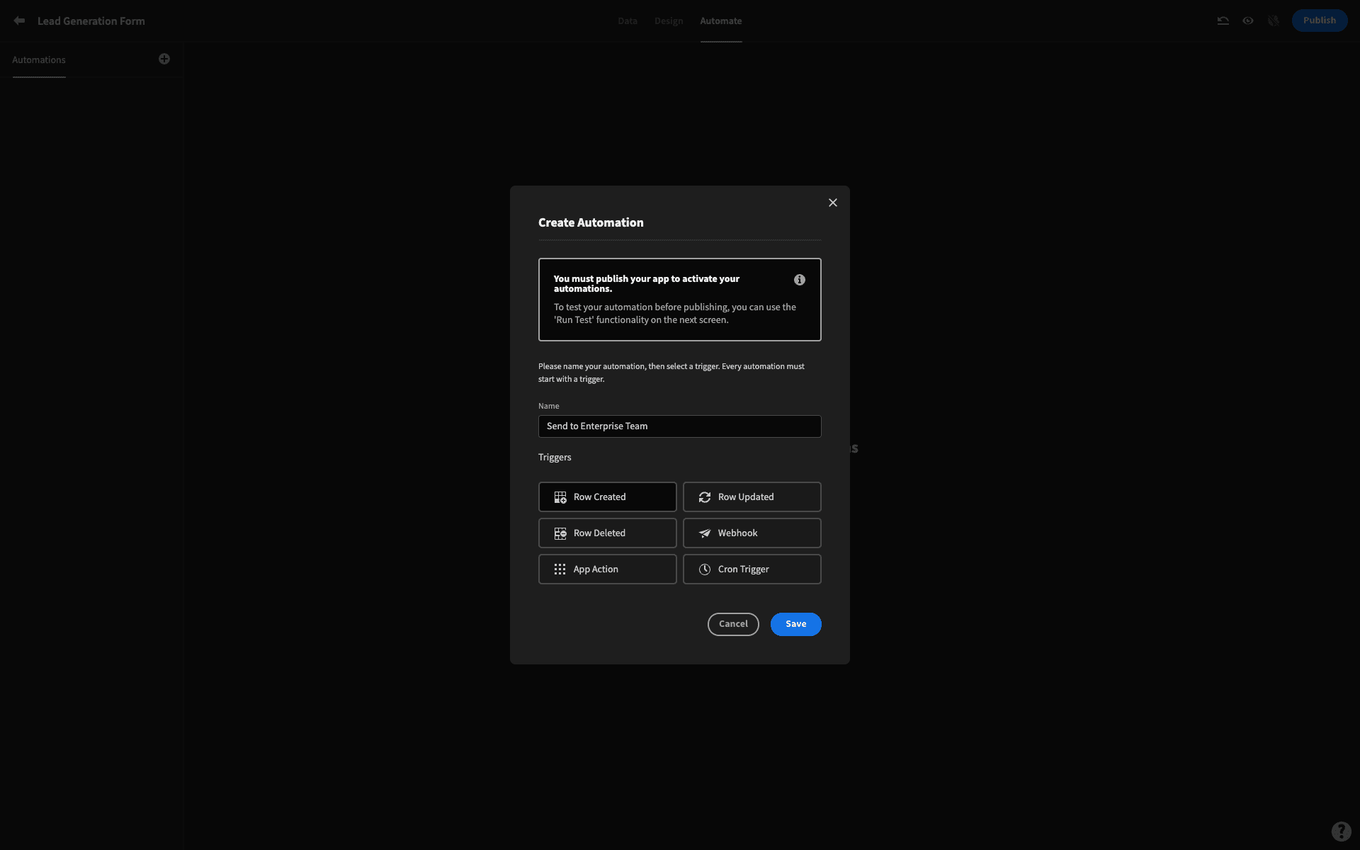 Create Automation Create Automation