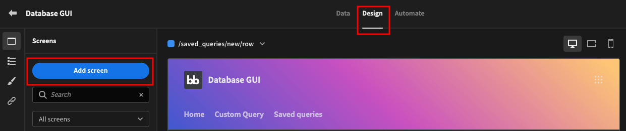 Autogenerated Screens Autogenerated Screens