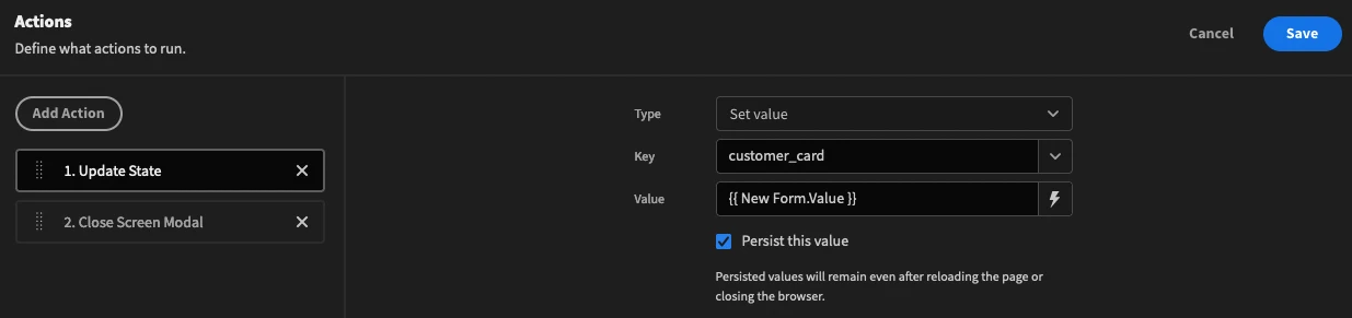 Button actions Button actions