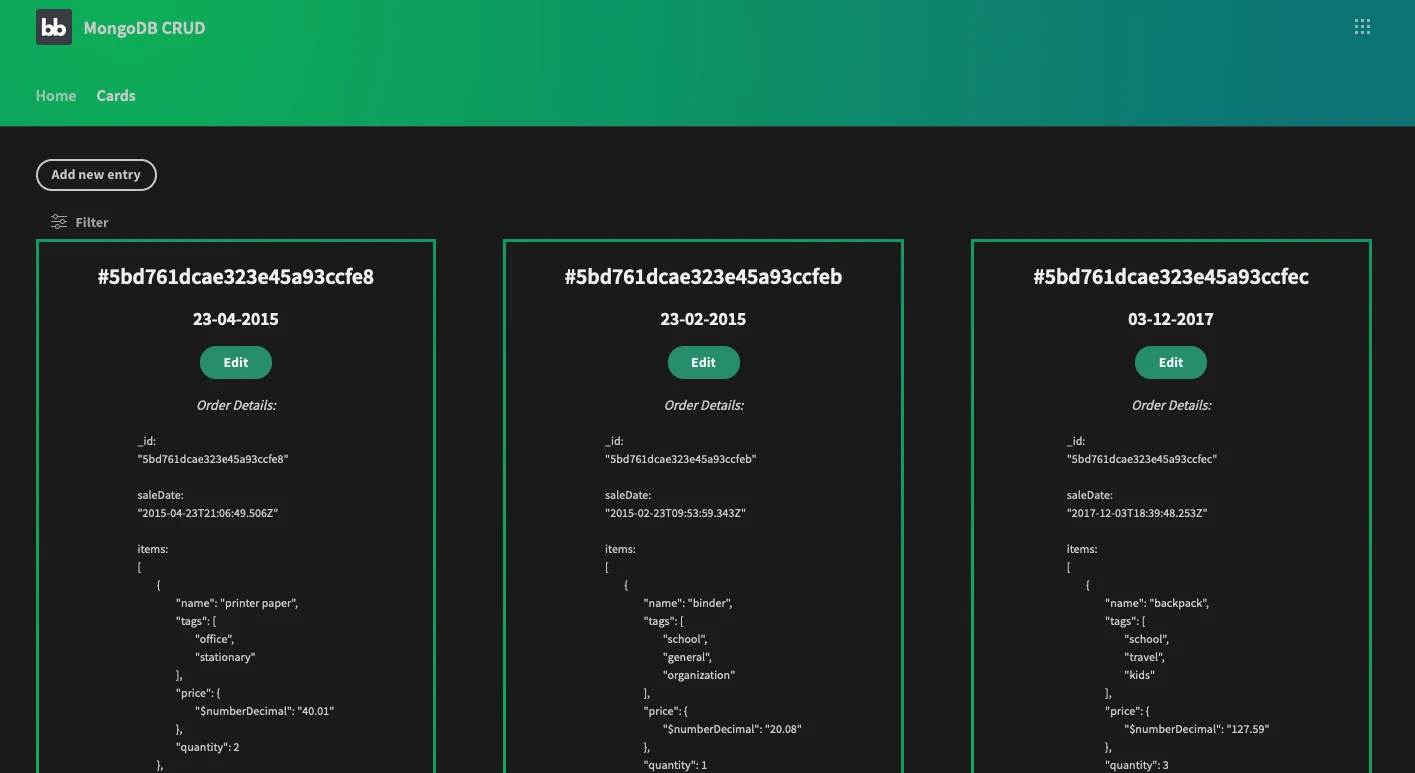 MongoDB GUI homescreen MongoDB GUI homescreen