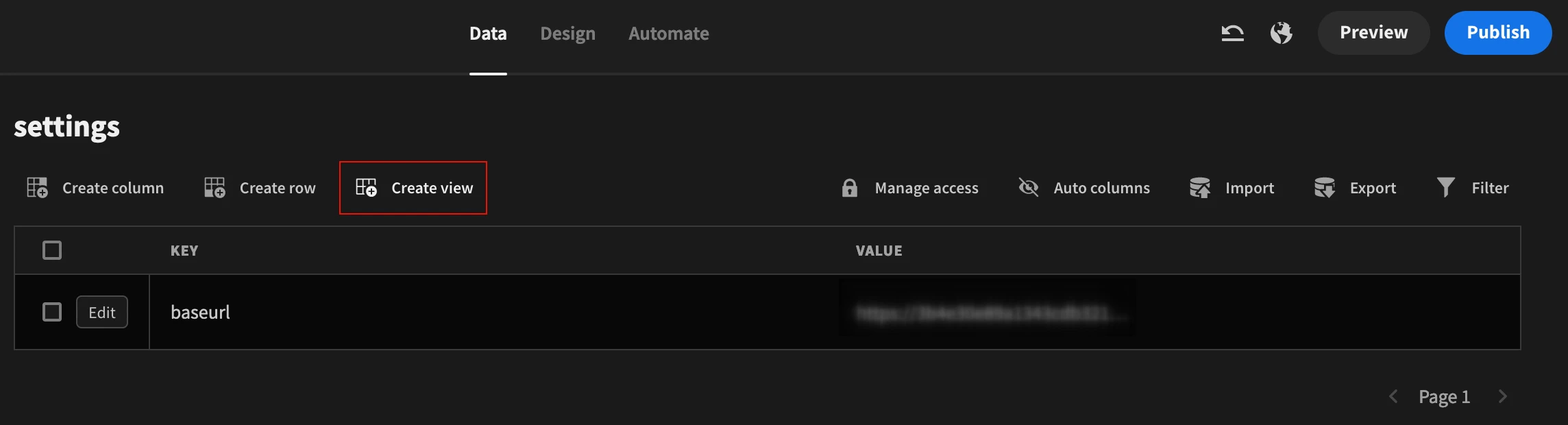 Create a database view Create a database view