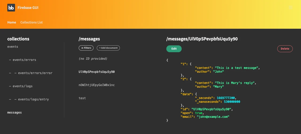 Firebase GUI