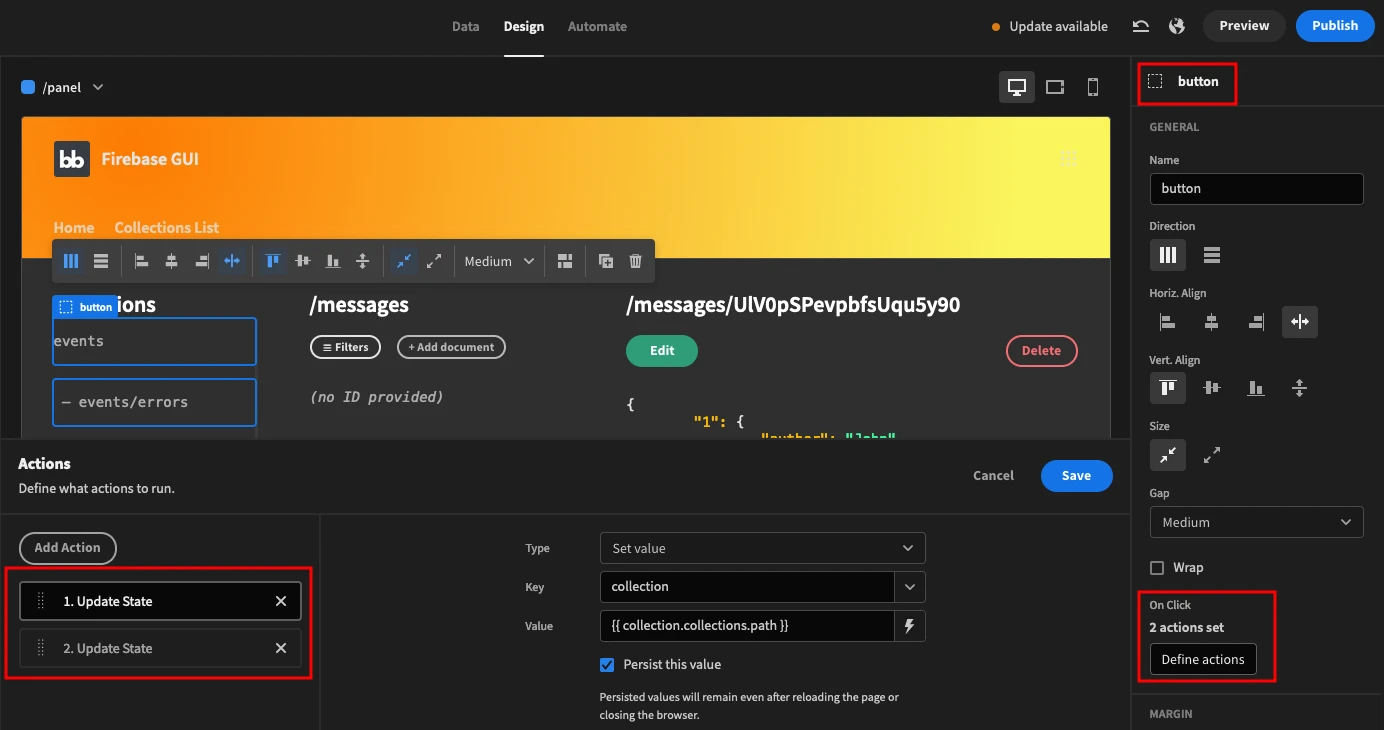 Button actions