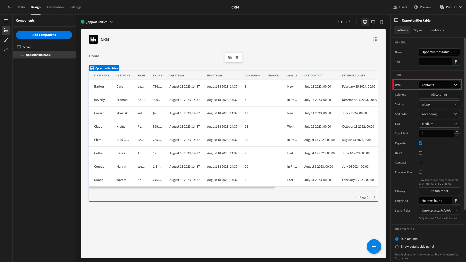 Table UI Table UI