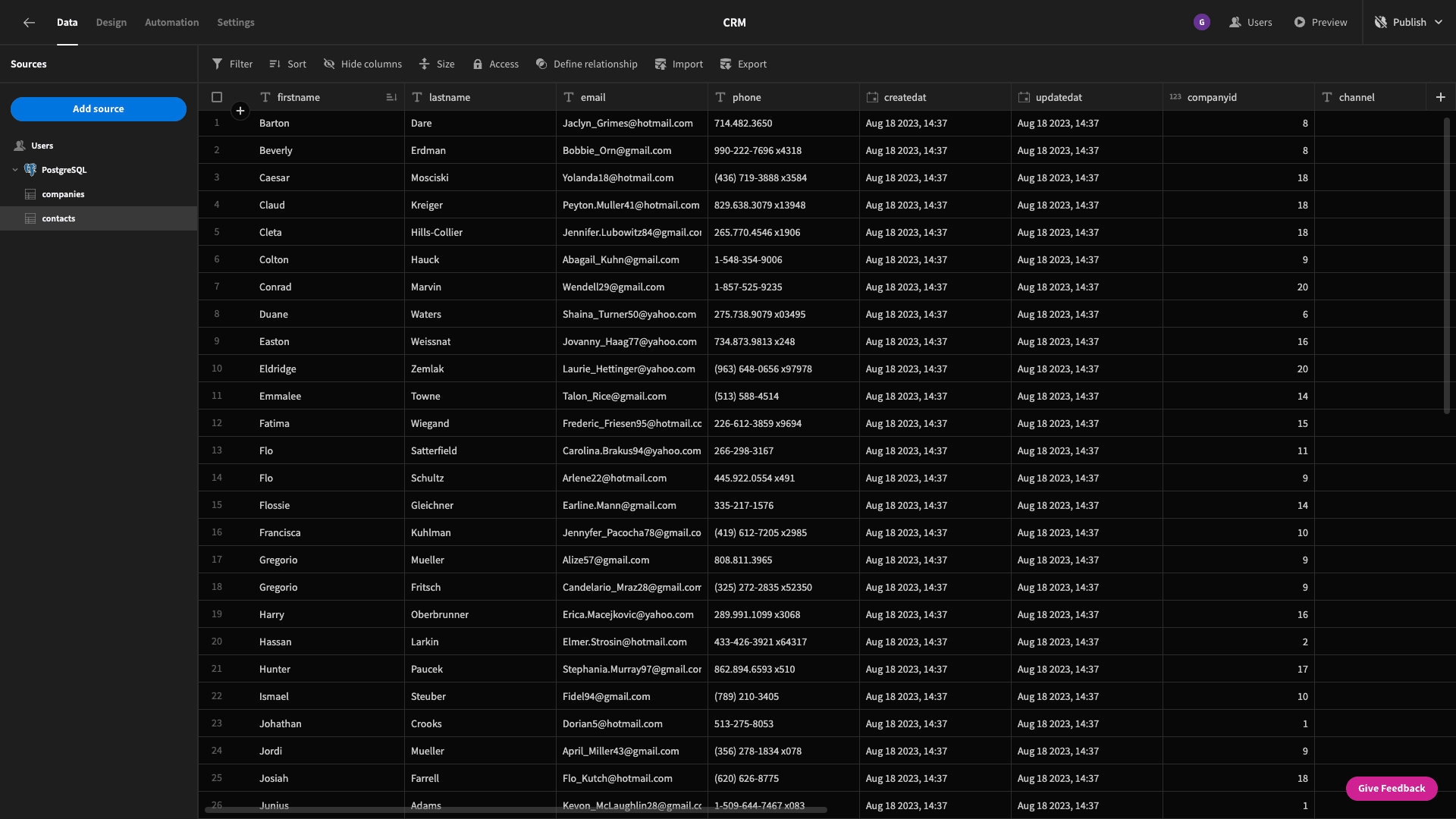 CRM data CRM data