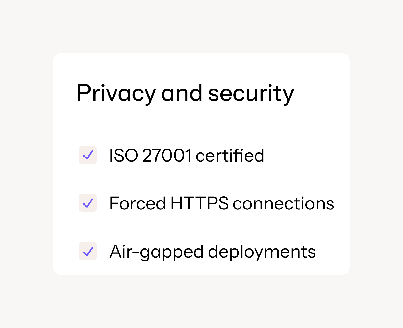 Privacy checklist