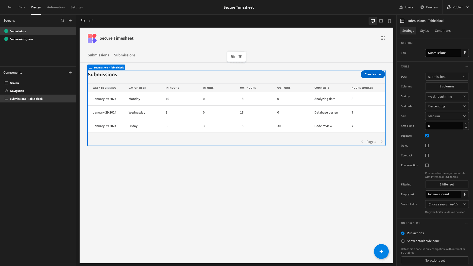 Table UI Table UI