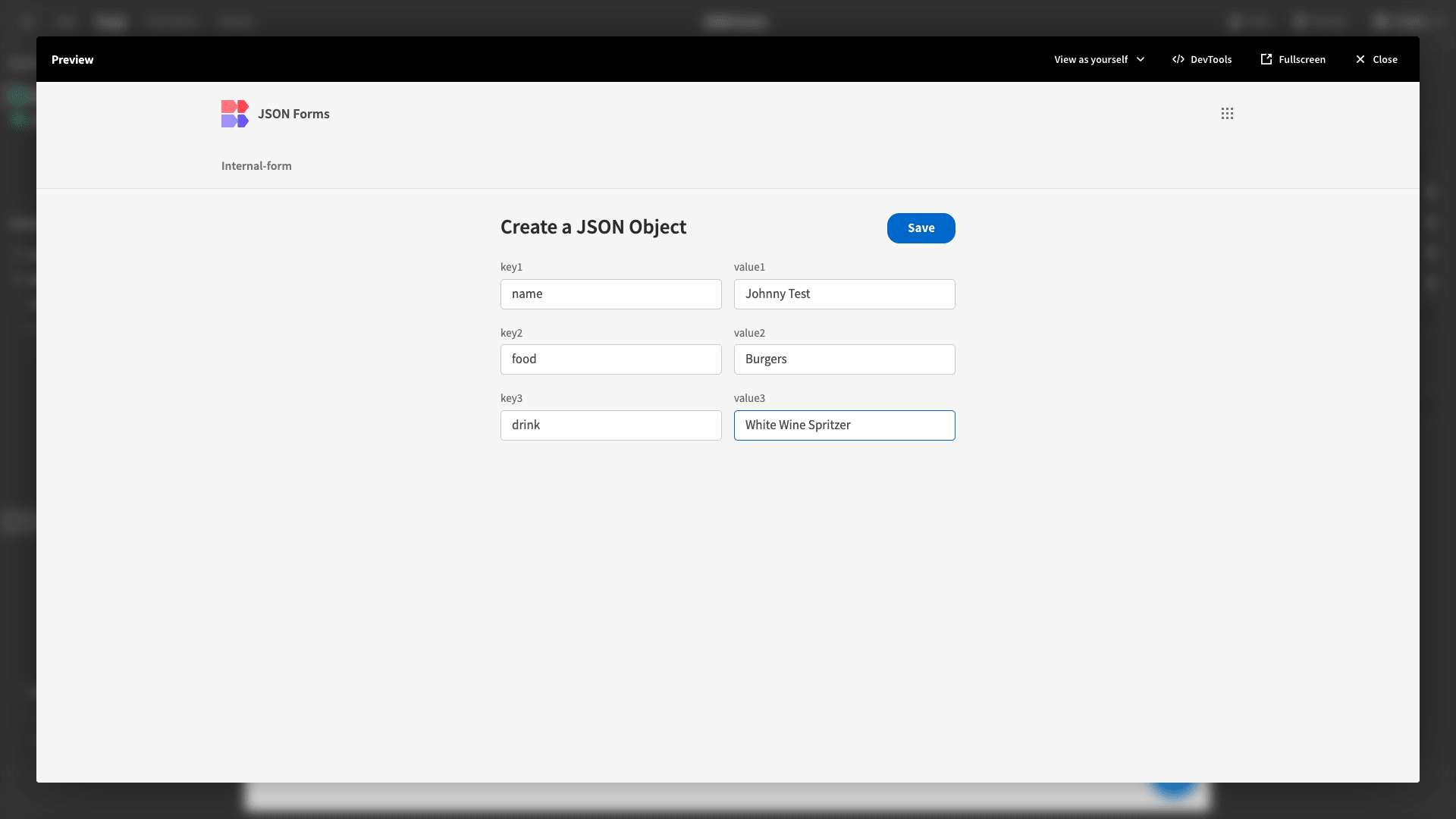 Form Data to JSON