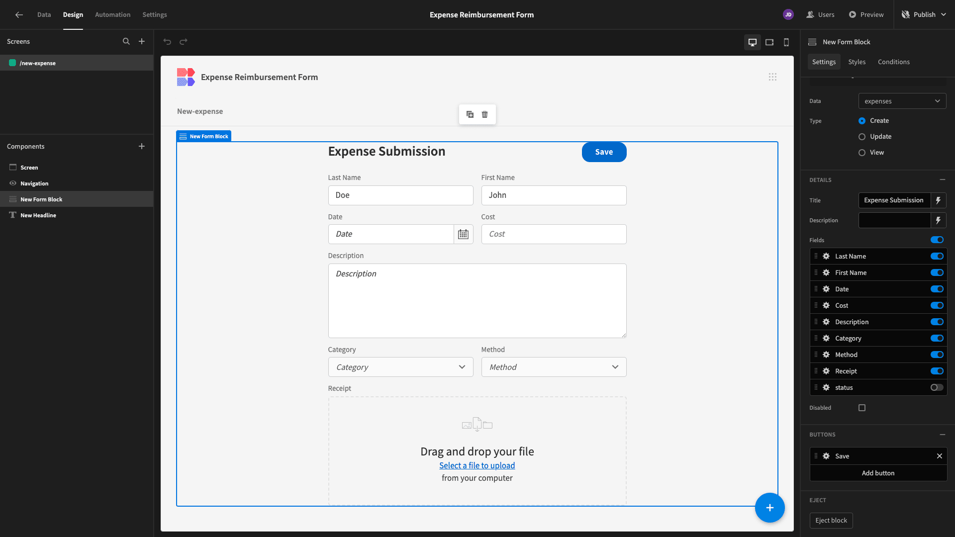 Expense Reimbursement Form Expense Reimbursement Form