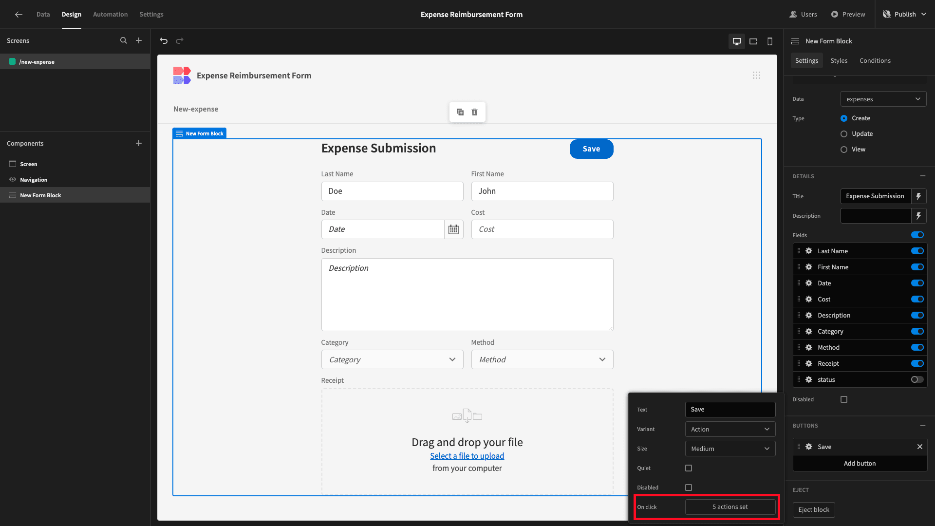 Button ACtions Button Actions