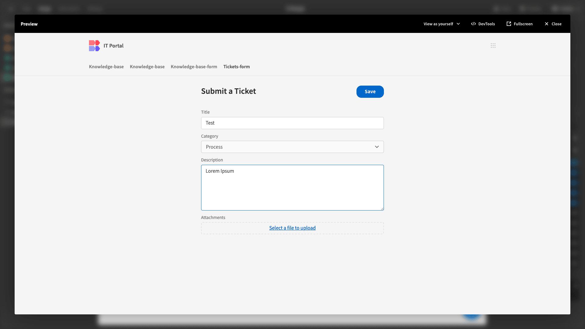 Ticket form Ticket form