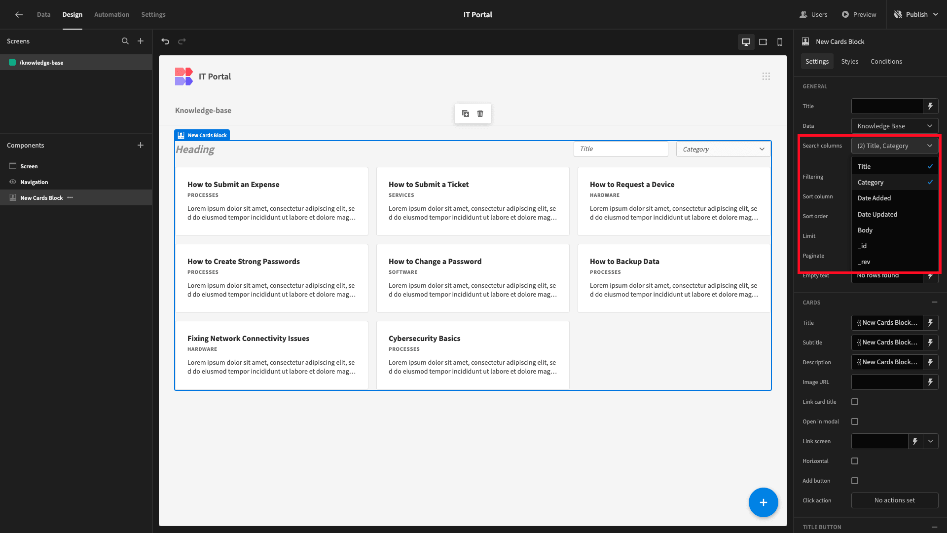 Search columns Search columns