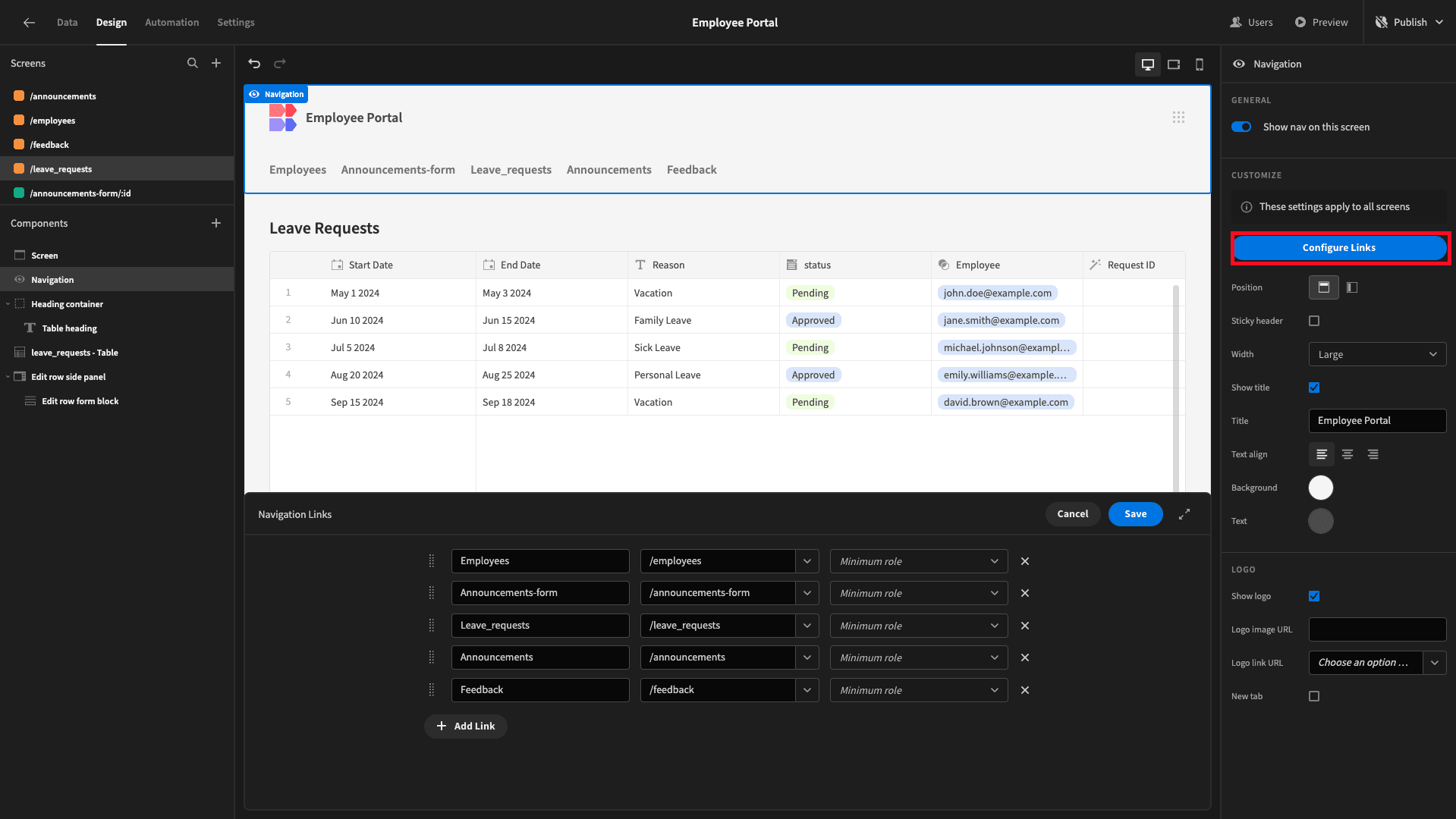 Configure Links
