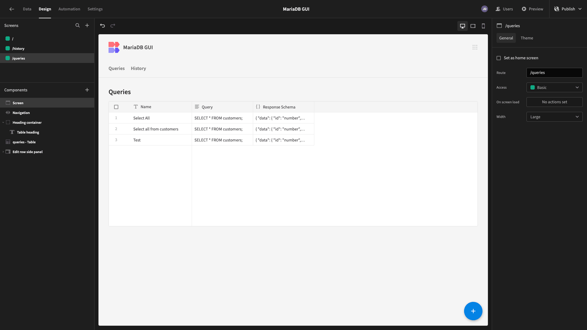 Saved queries Saved queries