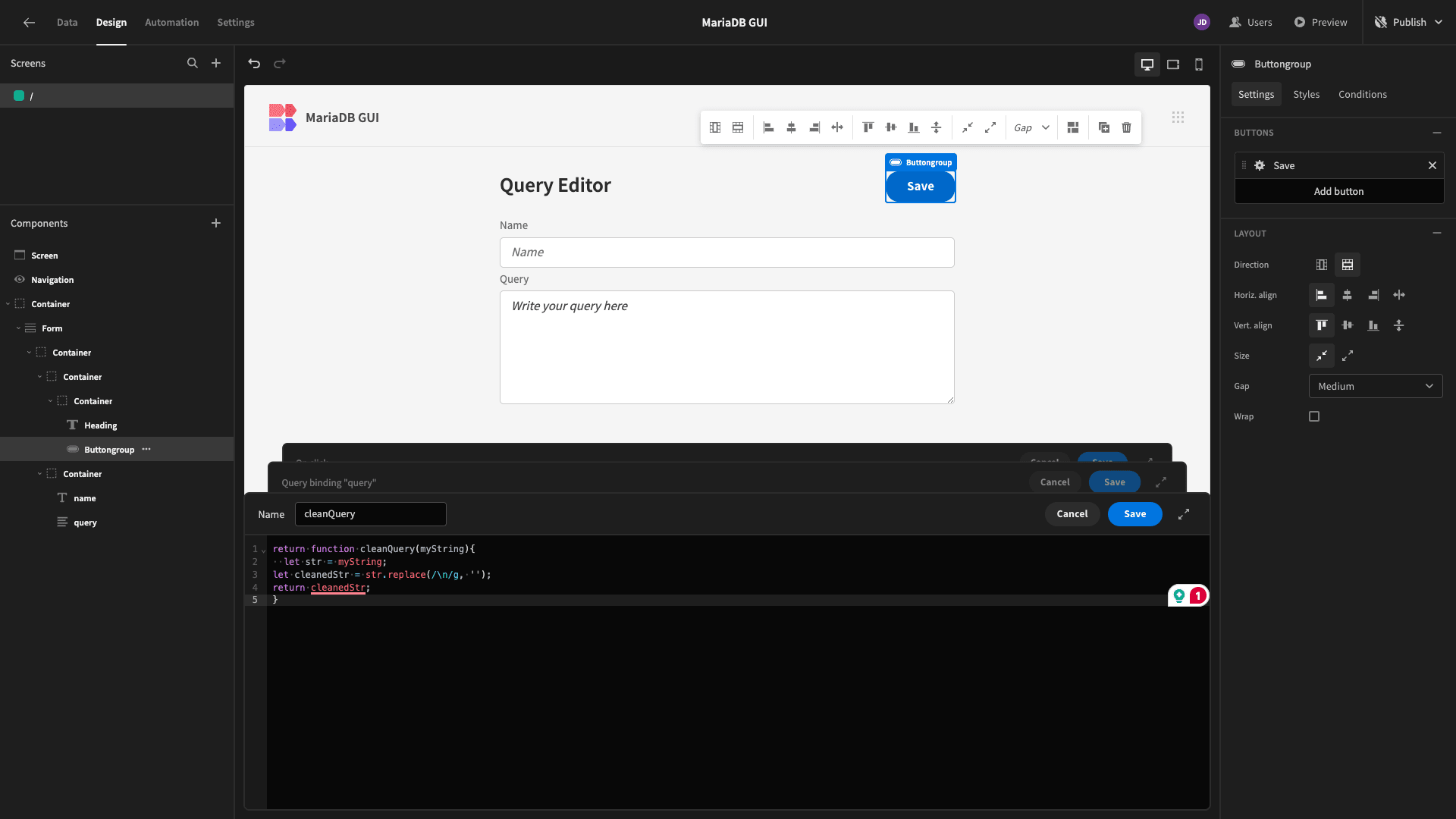 MariaDB GUI MariaDB GUI