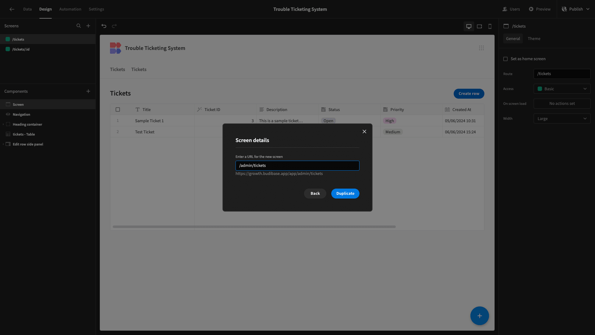 Admin Screens