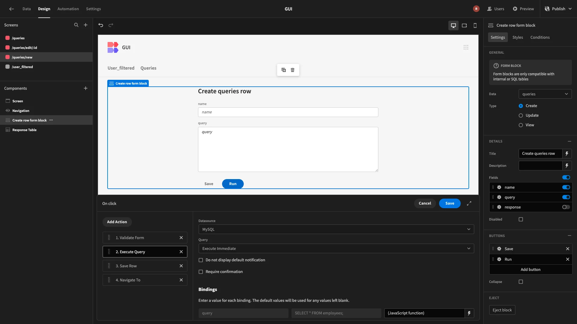 Execute Query