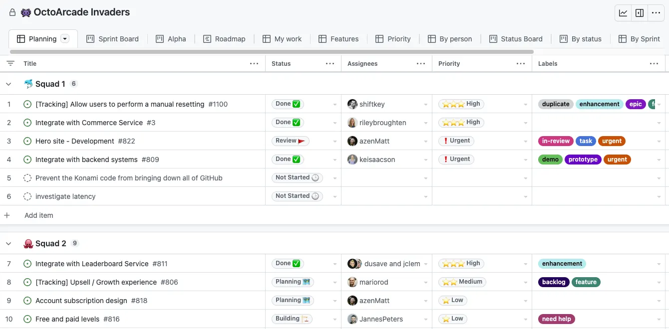GitHub Issues Table UI Design