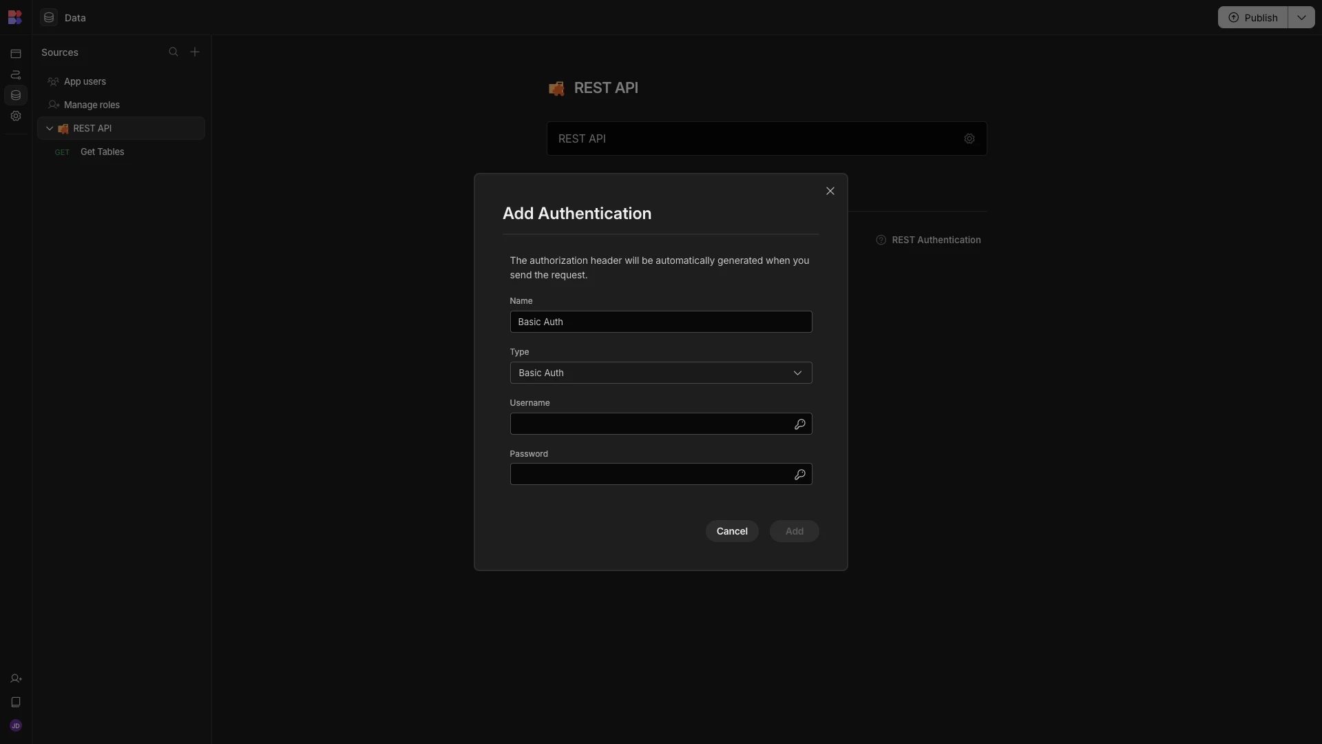 Auth credentials Auth credentials