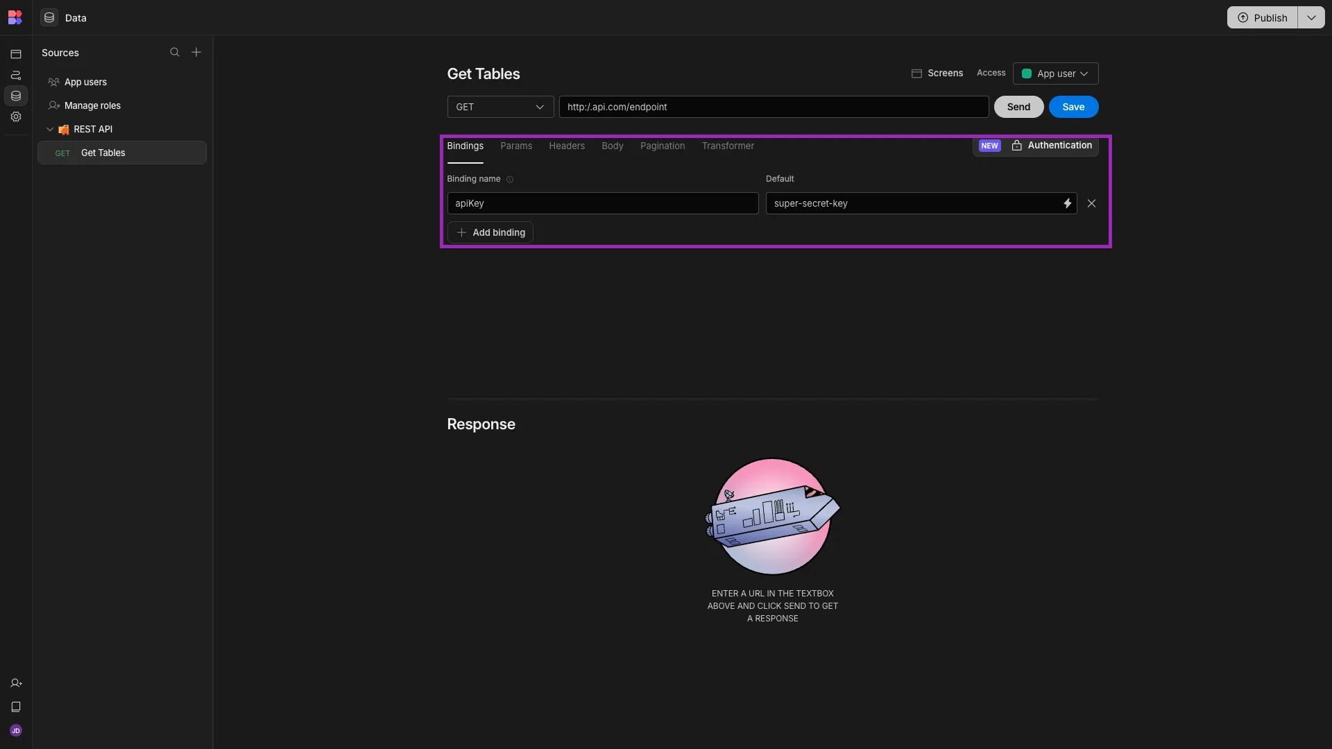 REST API auth parameters URL parameters