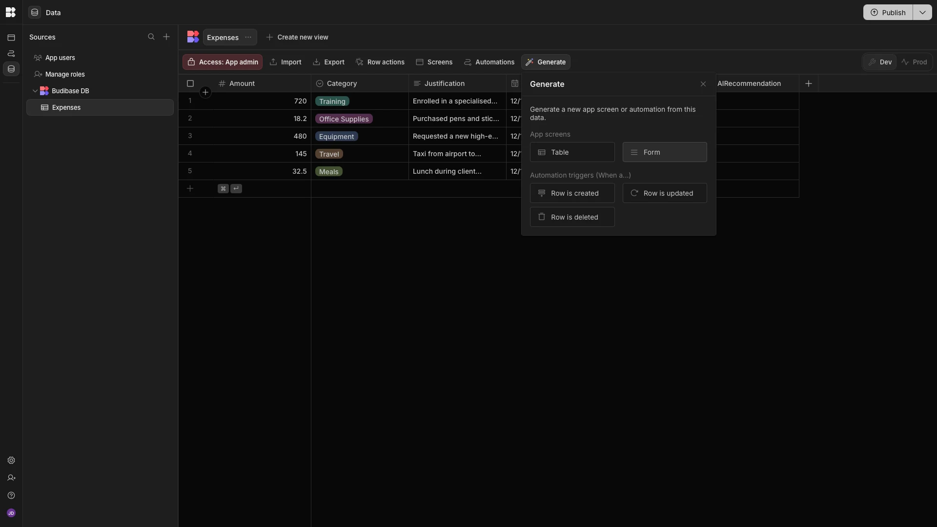 Generate Form